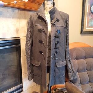 Forever 21 Large Gray Coat with Knit Arms!